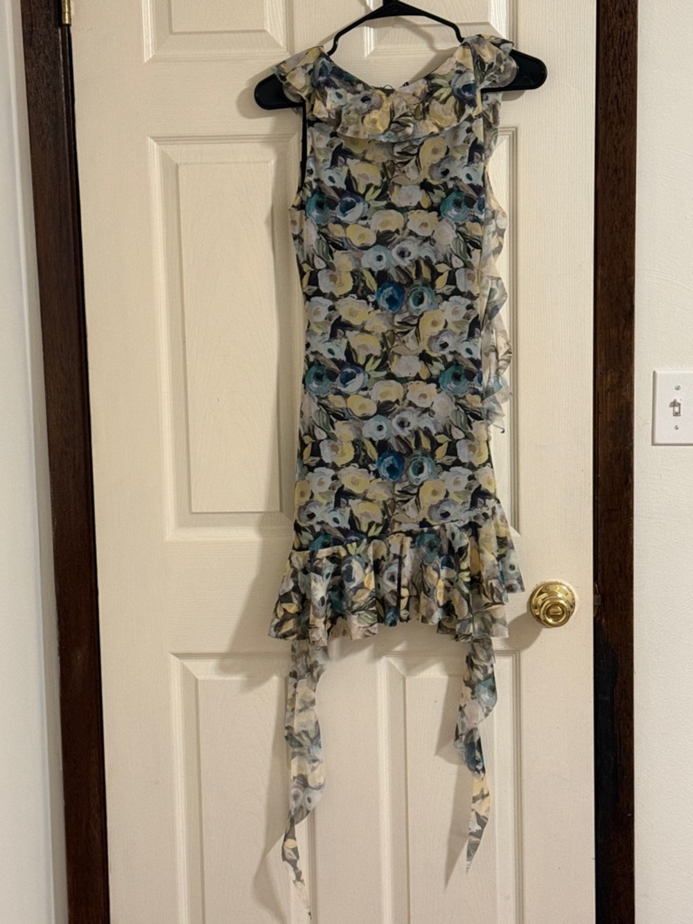 Zara Floral Ruffle Mini Dress in Blue, Yellow & Green - Picture 10 of 10